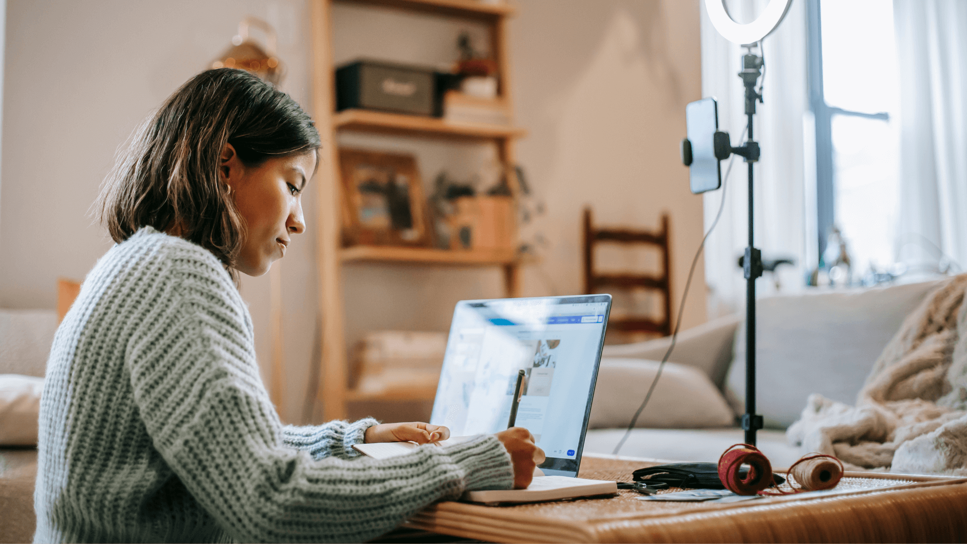 writer preparing copy for social media